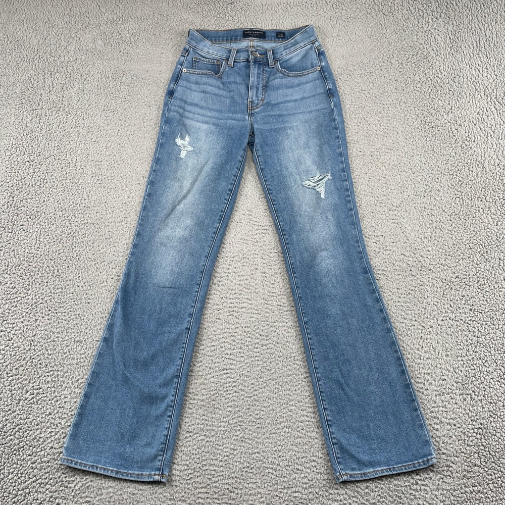 Lucky Brand Jeans Womens 2/26 High Rise Bianca Bootcut Distressed Denim